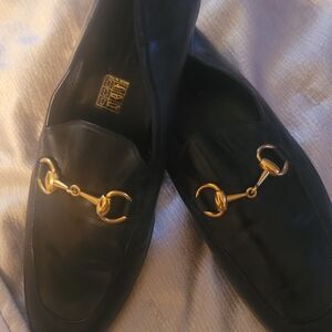 Gucci Black Leather Horsebit Loafers with Gold Hardware